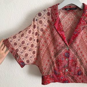 Zara Geometric Sheer Crop Top